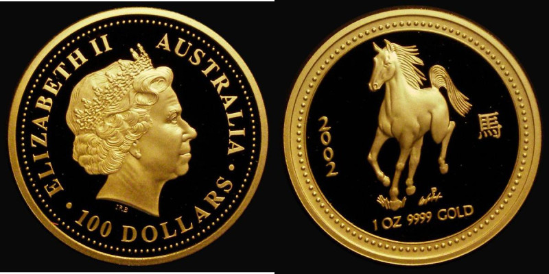 Australia 100 Dollars 2002P Chinese Lunar Year of the Horse, One Ounce Gold Proo...