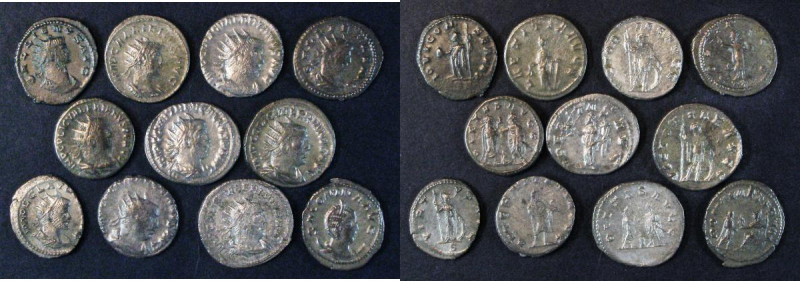 Antoninianus (11) Valerian (5), Gallienus (4), Claudius (1), Salonina (1) and Tr...