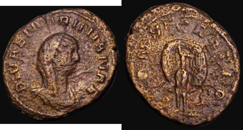 Roman As or Dupondius Diva Mariniana, (257AD) Obverse: Veiled and draped bust ri...