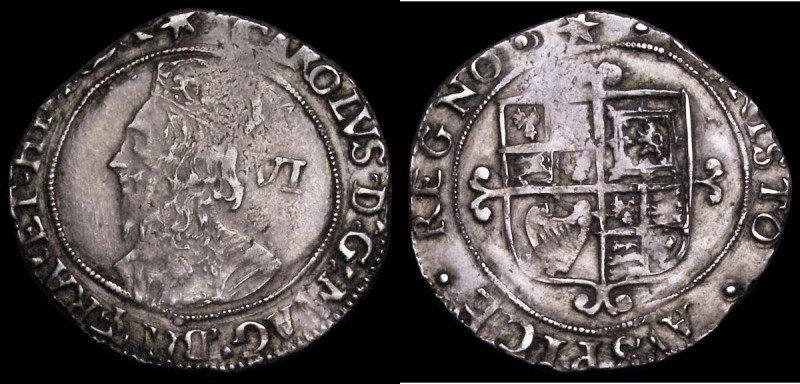 Sixpence Charles I Group F, Sixth, Large Briot bust, type 4.3 with stellate lace...