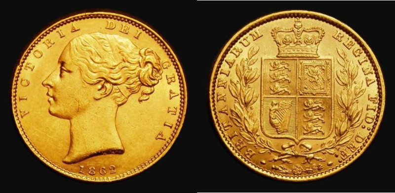 Sovereign 1862 Narrow date, Marsh 45, S.3852D, LCGS Variety 01, EF in an LCGS ho...