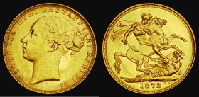 Sovereign 1872 George and the Dragon, WW buried in truncation, Horse with Long tail, Marsh 85, S.3856A, GEF and lustrous with some minor contact marks...