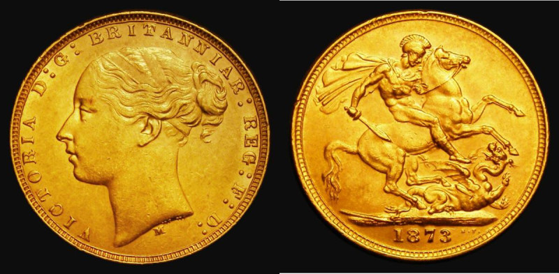 Sovereign 1873M George and the Dragon, Marsh 95, S.3857, EF in an LCGS holder an...