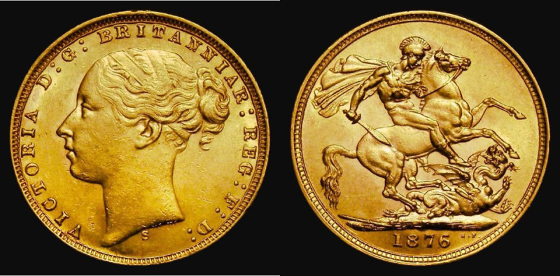 Sovereign 1876S George and the Dragon, Marsh 115, S.3858A, GEF in an LCGS holder...