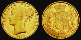 Sovereign 1877S Shield Reverse, Marsh 73, S.3855 VF/NEF