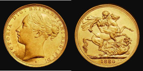 Sovereign 1880S George and the Dragon, Horse with long tail, WW complete on broad truncation, Small B.P. in exergue, Marsh 117B, S.3858C GEF with some...