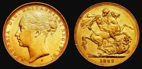 Sovereign 1882S George and the Dragon, Small B.P. in exergue, Marsh 119, S.3858E, EF in an LCGS holder and graded LCGS 65