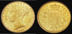 Sovereign 1882S Shield Reverse, Marsh 78, S.3855B, EF, the reverse lustrous, in an LCGS holder and graded LCGS 65