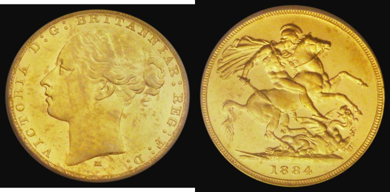 Sovereign 1884M George and the Dragon, WW buried in truncation, Marsh 92, S.3857...