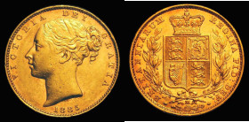 Sovereign 1885M Shield Reverse, Marsh 66, S.3854A, EF/GEF in an LCGS holder and graded LCGS 60