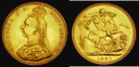 Sovereign 1887 Jubilee Head, First obverse, with G: of D:G: further from the crown, Marsh 125D, S.3866, DISH L7, GEF/AU