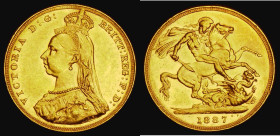 Sovereign 1887M Jubilee Head, First Legend, Imperfect J in J.E.B. Marsh 131D, S.3867A, DISH M7, Near EF with some contact marks
