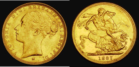 Sovereign 1887M Young Head, George and the Dragon, Marsh 109, S.3857C, NEF with some minor contact marks
