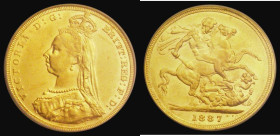 Sovereign 1887S Jubilee Head, First legend, with small, spread J.E.B. on truncation, Marsh 138A, S.3868A, DISH S2, EF in an LCGS holder and graded LCG...