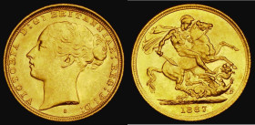 Sovereign 1887S Young Head, George and the Dragon, Marsh 124, S.3858E, GEF and lustrous, a most pleasing example
