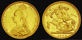 Sovereign 1888S G: of D:G: closer to the crown, Marsh 139B, S.3868B, DISH S10, GVF/NEF with some contact marks