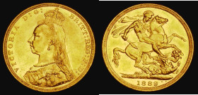 Sovereign 1889M G: of D:G: closer to the crown Marsh 133A, S.3867B, DISH M12 NEF/EF the obverse with some hairlines