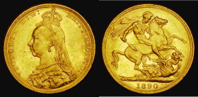 Sovereign 1890M G: of D:G: closer to the crown, Marsh 134, S.3867B DISH M14, EF/AU and lustrous with minor contact marks