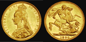 Sovereign 1890S G: of D:G: closer to the crown, Marsh 141A, S.3868B, DISH S14, NEF/EF and lustrous