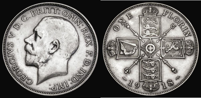 Florin 1918 Smaller reverse design with different date configuration, the 8 bein...