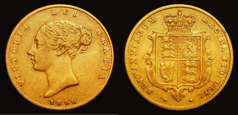 Half Sovereign 1856 5 over 3, the overdate unlisted by Marsh or Spink, the diago...