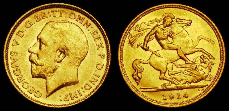 Half Sovereign 1914S Marsh 539, S.4009, AU/GEF and lustrous, the obverse with a ...