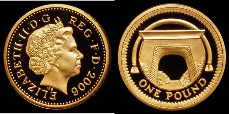 One Pound 2006 Gold Proof S.J20 the obverse FDC, the reverse UNC retaining full ...