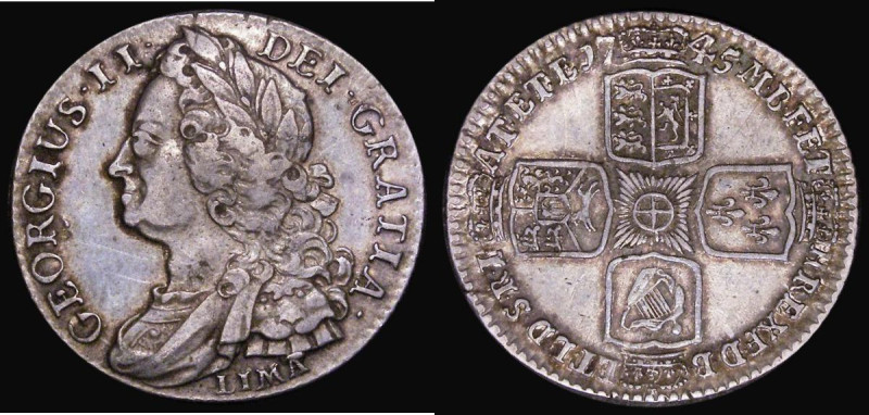 Shilling 1745 LIMA ESC 1205, Bull 1724 NVF/Good Fine with pleasing tone