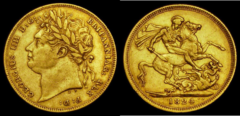 Sovereign 1824 Marsh 8, S.3800, Good Fine with some scratches on the reverse