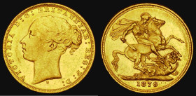 Sovereign 1879S George and the Dragon, Horse with long tail, WW buried in truncation S.3858A About EF