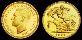 Sovereign 1937 Proof, Marsh 296B, S.4076, UNC toned, the obverse with a flan flaw in the field, the only Sovereign issue for George VI and always soug...