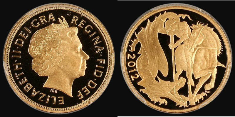 Sovereign 2012 Queen Elizabeth II Diamond Jubilee Gold Proof S.SC8, in an PCGS h...