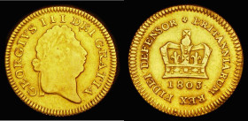 Third Guinea 1803 S.3739 Near Fine/Fine, the obverse rubbed on the portrait and with some hairlines