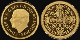 Two Hundred Pounds 2023 Petition Crown , 2oz. Gold Proof. a new release featuring the Reverse of the iconic 1663 Petition Crown Reverse a modern rewor...