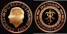 Two Pounds 2023 J.R.R. Tolkien 50th Anniversary of his Death, Gold Proof FDC uncased in capsule, no certificate