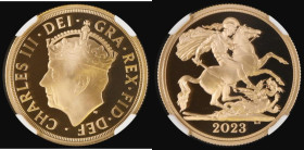 Two Pounds Gold 2023 King Charles III Coronation issue, Obverse: Crowned head of Charles III, Reverse: George and the Dragon S.SD14 Gold Proof in an N...