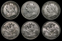 Crowns (3) 1893 LVI longer obverse beads, as ESC 303, Bull 2593, Davies 503C, dies 1a Reverse F, 1893 LVI longer obverse denticles, as ESC 303, Bull 2...