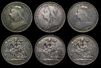 Crowns (3) 1894 LVII ESC 306, Bull 2596, Davies 507 dies 1C VG/Near Fine, 1894 LVII ESC 306, Bull 2596, Davies 509 dies 2C VG/Fine, 1894 LVIII ESC 307...