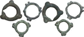 Celtic World. Multiple lot of three (3) AE 'Ring money', in various shapes. Weights: from 7.80 to 2.78 g.