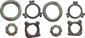 Celtic World. Multiple lot of four (4) AE and PB 'Ring money', in various shapes. Weights: from 9.72 to 4.12 g.