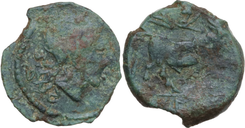 Greek Italy. Central and Southern Campania, Neapolis. AE 18 mm. c. 275-250 BC. C...