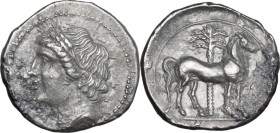 Greek Italy. Bruttium, Carthaginians in South-West Italy. AR Quarter Shekel, c. 215-205 BC. Second Punic War issue. Uncertain Punic mint in Bruttium (...