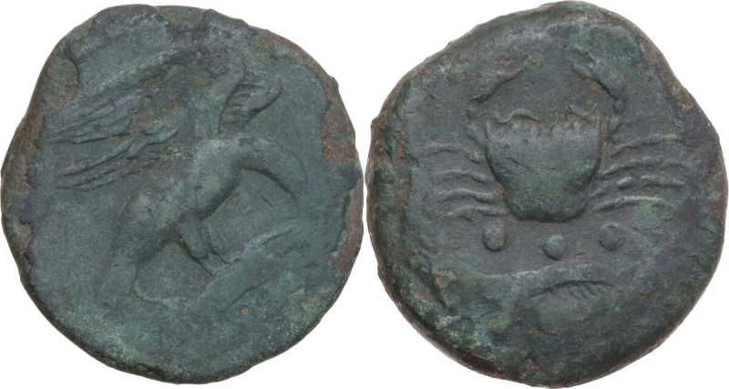 Sicily. Akragas. AE Tetras or Trionkion, c. 425-410 BC. Obv. Eagle standing righ...
