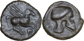 Sicily. Entella. Campanian mercenaries. AE 21 mm, c. 342-338 BC. Obv. Campanian helmet right. Rev. Pegasos flying right. HGC 2 248; CNS I 10. AE. 4.74...