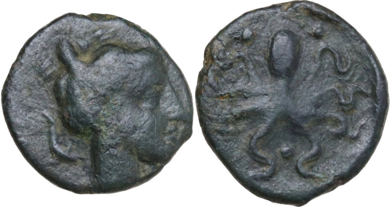 Sicily. Syracuse. Second Democracy (466-405 BC). AE Tetras, after 425 BC. Obv. H...