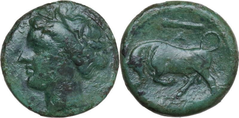 Sicily. Syracuse. Hieron II (274-215 BC). AE 19 mm. Obv. Head of Persephone left...