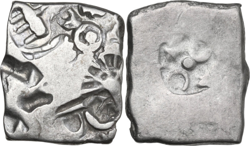 India. Mauryan Empire (340-181 BC). AR Karshapana, 16 x 13.5 mm. AR. 3.18 g. Goo...