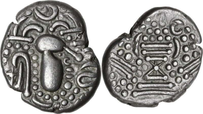 India. Post-Gupta (Chaulukya-Paramara). AR Drachm, c. 950-1050 AD. Obv. Indo-Sas...