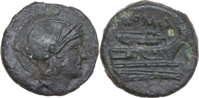 Anonymous semilibral series. AE Quartuncia, Campanian mint (Capua/Cales), 217-21...