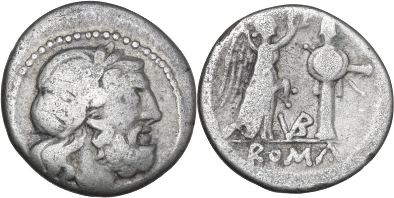 VB series. AR Victoriatus, uncertain Samnite mint (Beneventum?), 212 BC. Obv. La...